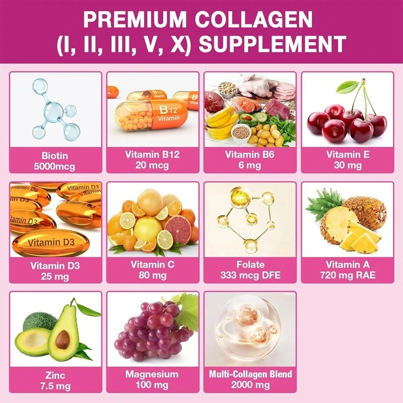 Male and Female Vegetarian Collagen Gummies - Containing Vitamin C and Zinc, Can Promote Skin Radiance and Hair Growth