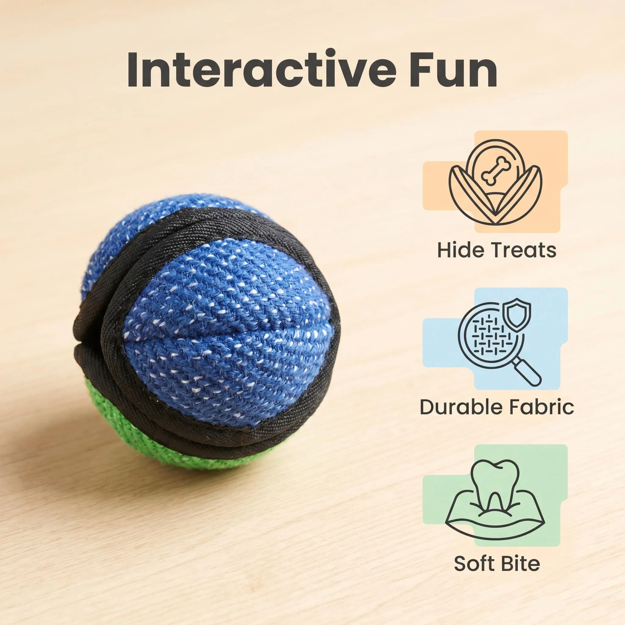 7cm Lotus Shape Dog Treat Dispensing Chew Ball, Durable Knitted Fabric Interactive Pet Toy for Puppy Training Fetch Play
