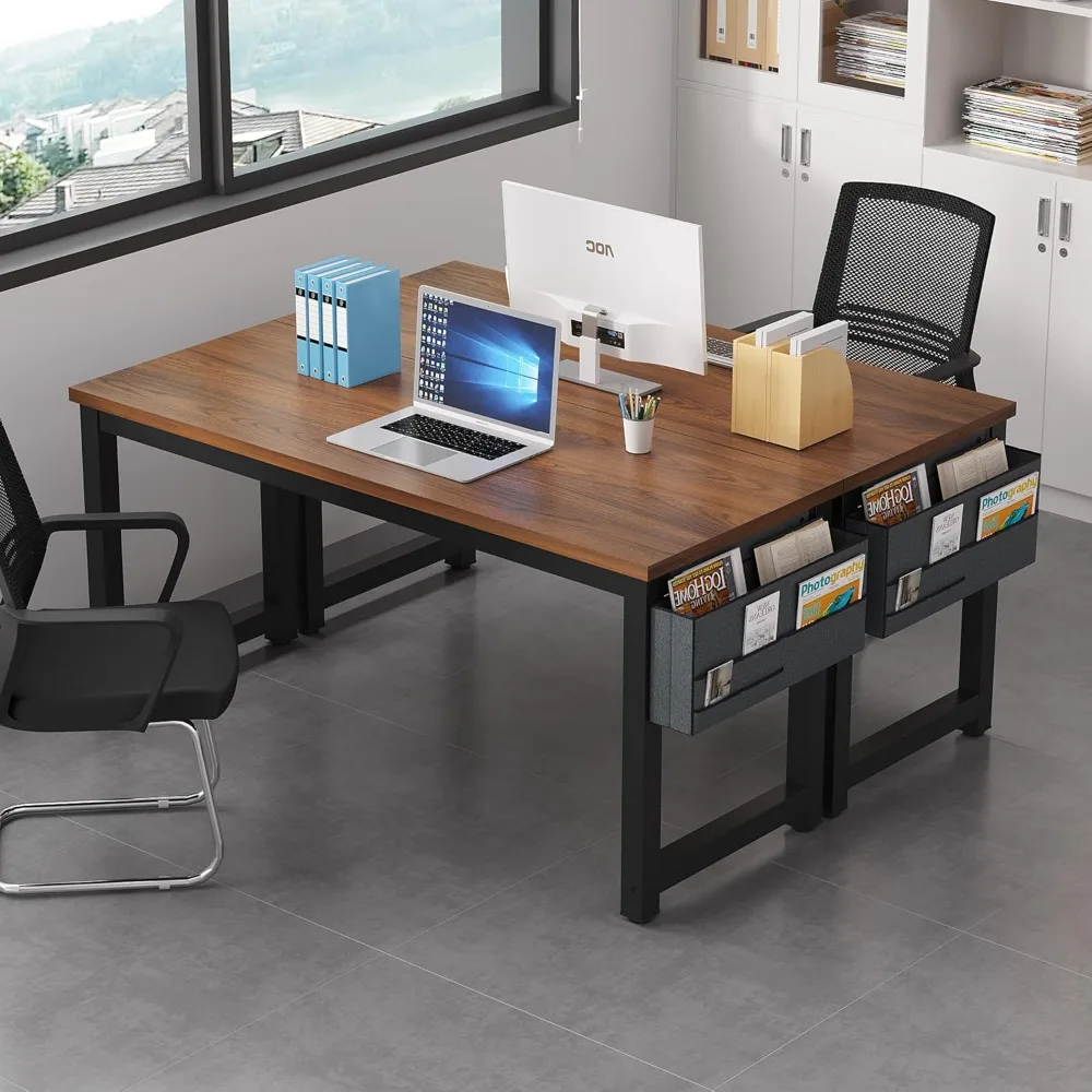 Modern 63 Wood Computer Desk with Storage for Home Office, Study, and Gaming