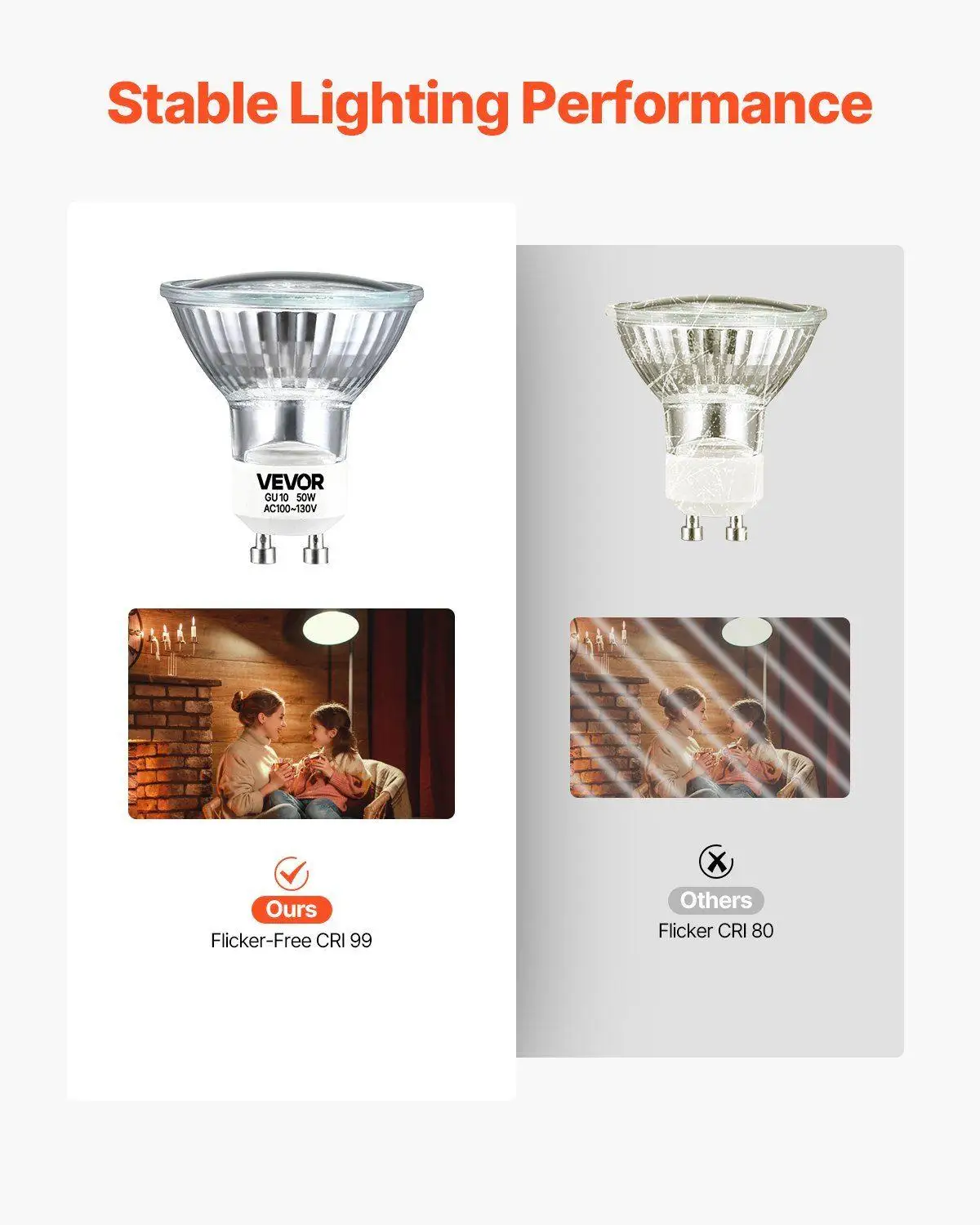 لمبة هالوجين 50 وات MR16 GU10 2800K 450LM 36 درجة شعاع عكس الضوء بالكامل لراحة العين مكونة من 6 قطع #4