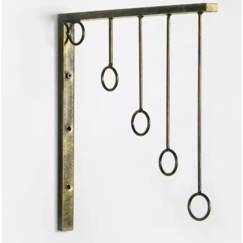 3Pcs Wall Mount Metal Cloth Rack With 5 Hanging Rings Garment Retail Shop Display Home Closet Storage