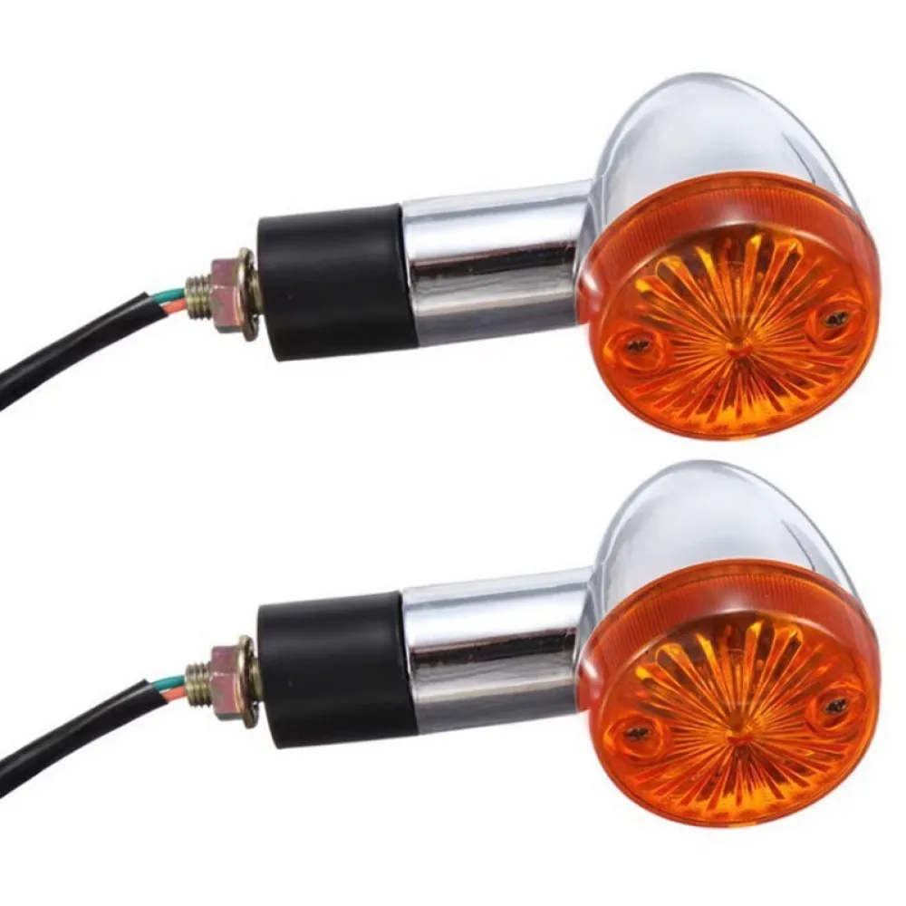 Retro Style Motorcycle Indicator Light Bullet Turn Signal For Harley Chopper Custom CG125 GN125 Motorbike Modification Lighting