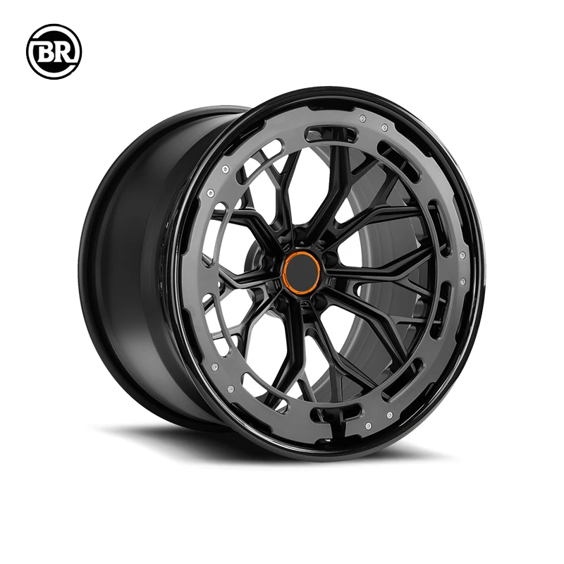 Borui Custom Carbon Fiber Decorative Panel 18-24 Inch Racing Car Wheels Deep Dish Forged 5*130 Rims With Polished Lip