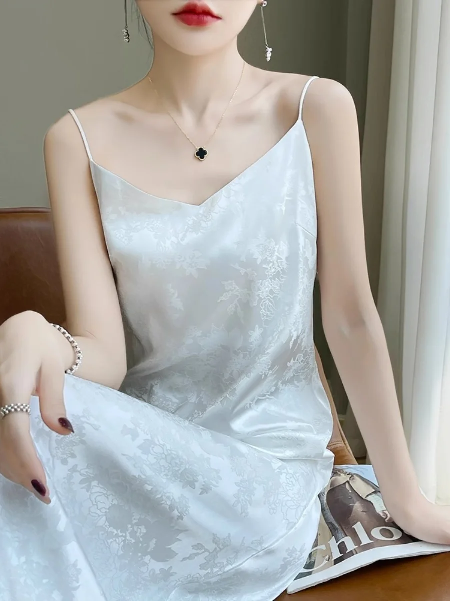 Zijde Satijn Wrap Dr Dames Zomer High-End Sensation Ele Vest Lange Rok Acetaat Afslanken Top V-ne A-lijn Dr