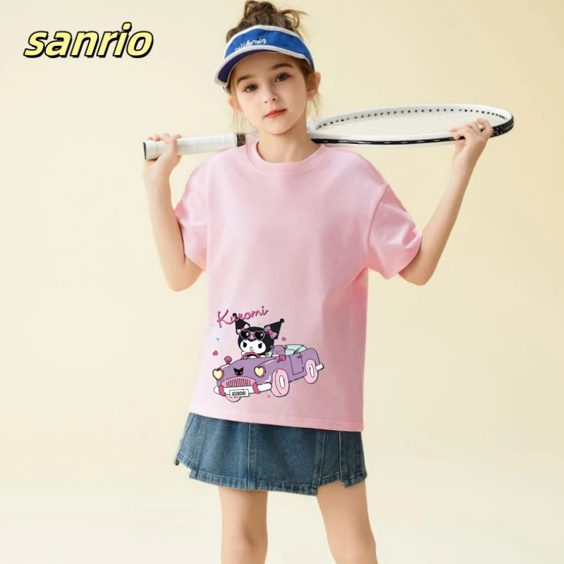 

Sanrion, летняя одежда из 100% хлопка для маленьких девочек, детские футболки с короткими рукавами с принтом Куроми, детский топ с героями мультфильмов для девочек, наряды