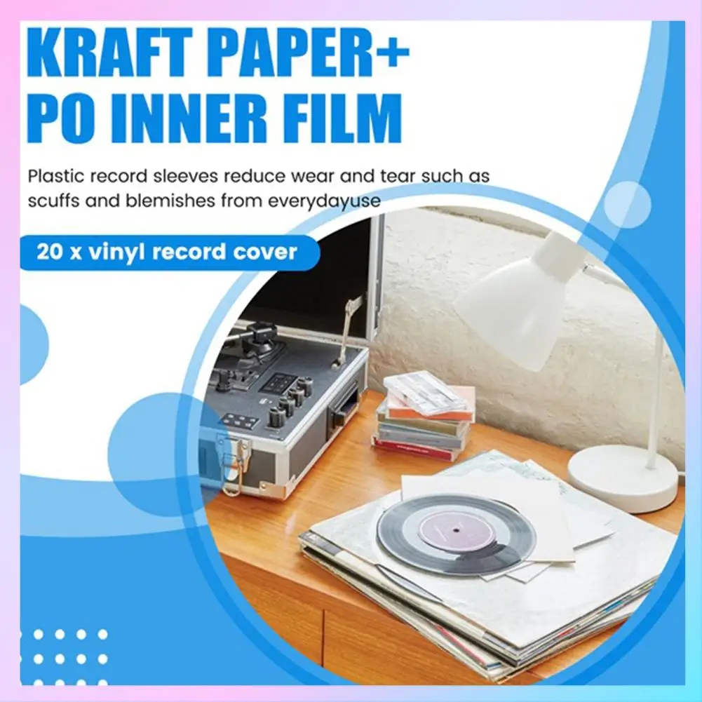 

AB25-100Pcs 12-дюймовые антистатические виниловые чехлы для пластинок-защитный чехол для проигрывателя компакт-дисков с внутренней сумкой для виниловых пластинок