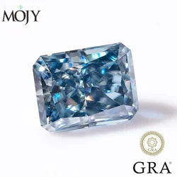 MOJY ViVid Blue Moissanite Loose Stone Radiant Cut 0.5~8.0ct Lab Gemstones Pass Diamond Tester with GRA Certificate Fine Jewelry