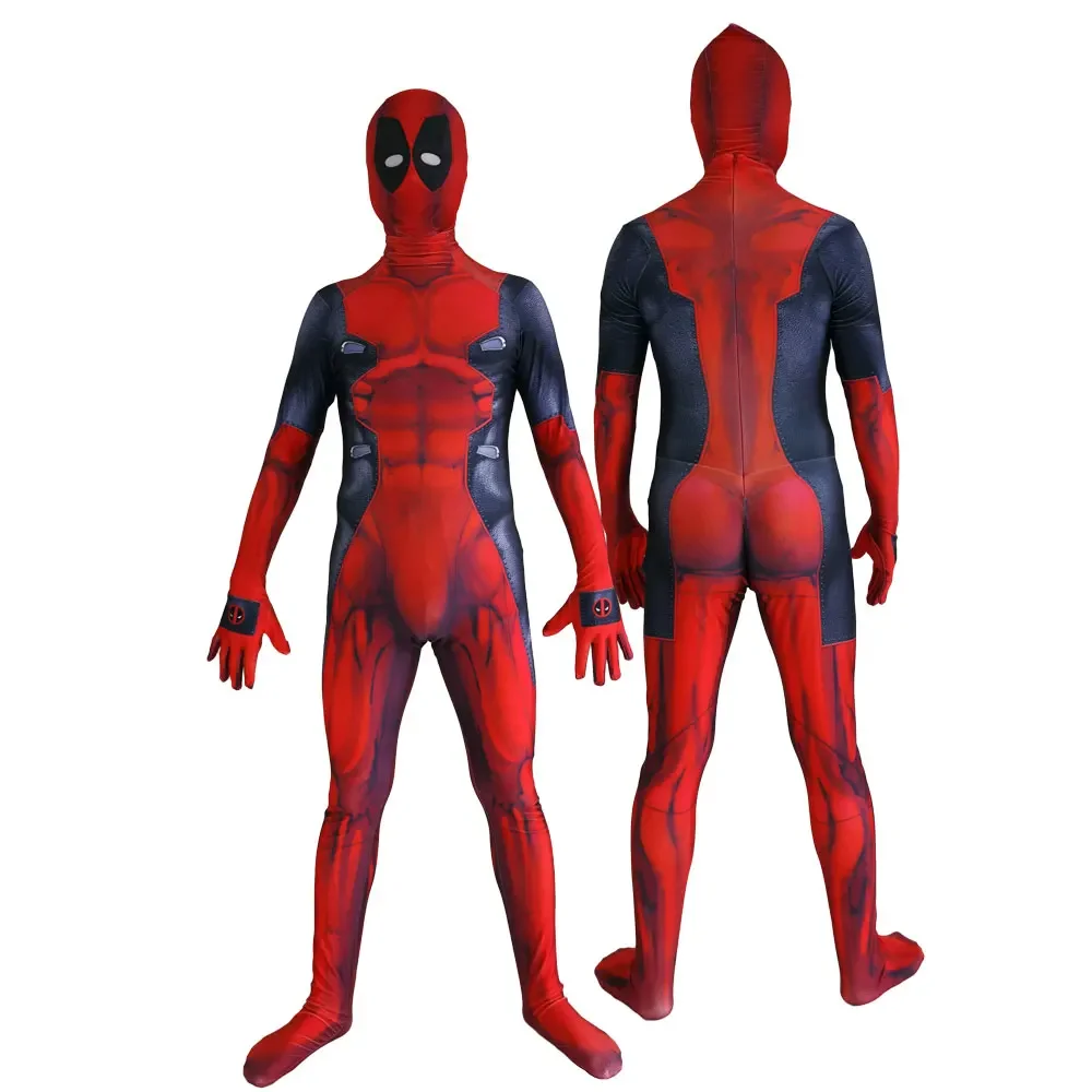 Halloween Deadpool Cosplay Costume Superhero Zentai Suit Men Boys Male Full Bodysuit  Adults Kids Jumpsuit