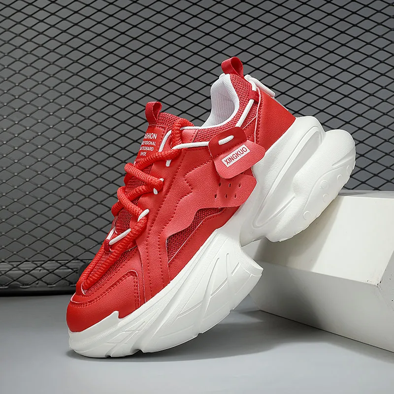 

Fashion Red Men's Sneakers 2025 Luxury Platform Height Increasing Shoes Men Designer Trainers Men Thick sole Casual Sneakers