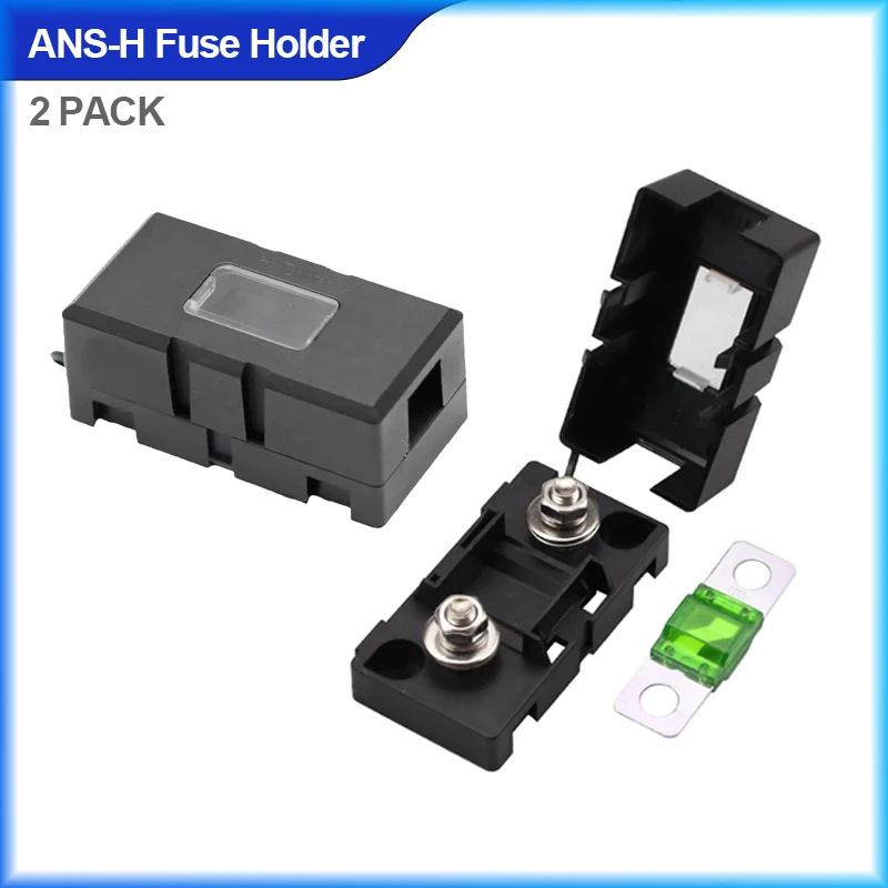 2-Pack ANS-H Small Trumpet Fork Bolt Fuse Holder Fuse Box Nylon Flame-Retardant Material Plug-in Reversible Fuse Box