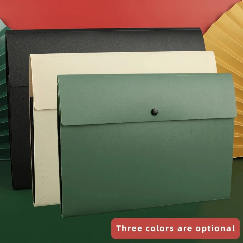 Recently Popular A4 Horizontal Folder Multi-layer Student Storage Bag 5 Layers Test Paper  Press Button Large Capacity