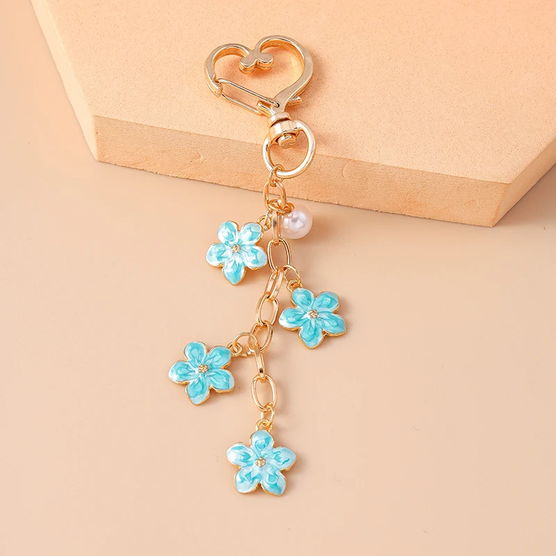 Mode Emaille Bloem Sleutelhanger Voor Autosleutel Souvenir Geschenken Voor Dames Heren Handtas Hanger Sleutelhangers Diy Sieraden Accessoires