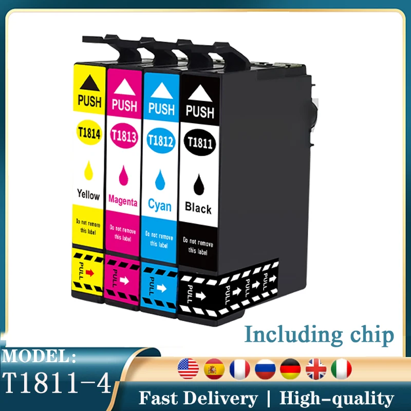 

T1811-T1814 Full Ink Cartridge with Chip For EPSON XP-212 XP-215 XP-312 XP-412 XP-415 XP-202 XP-102 XP-302 XP-405 XP-205 XP-305