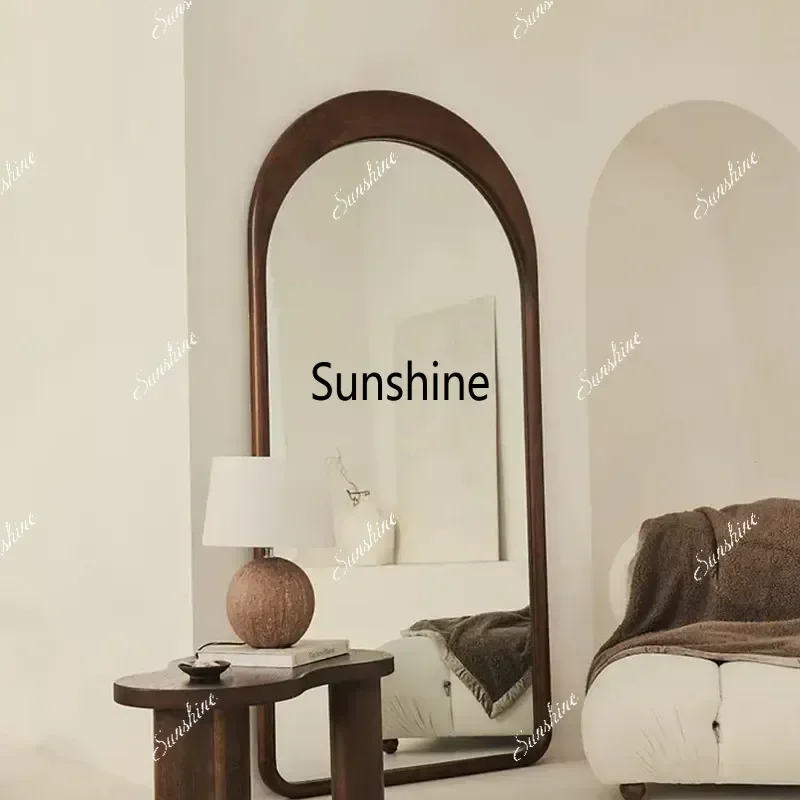 Living Room Decorative Mirrors Vintage Nordic Wooden Standing Mirrors Full Body Bedroom Princess Espejos De Piso Home Decoration