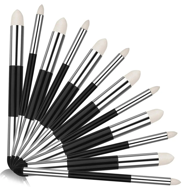 

A19F-12 шт., губка для смешивания художника, двуглавая моющаяся губка, кисть, как показано на рисунке, двойной наконечник, ручка для протирания эскизов