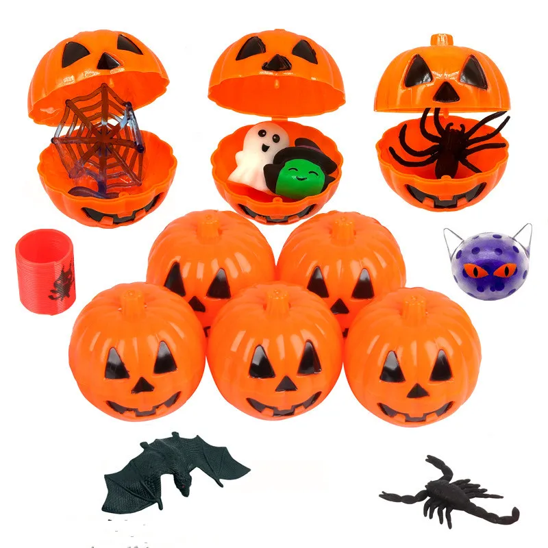 10/20/30 Pcs Halloween Pumpkin Bucket Blind Box Gashapon Storage Box Party Trick Open Lid Pumpkin Candy Mini Pumpkin Shell