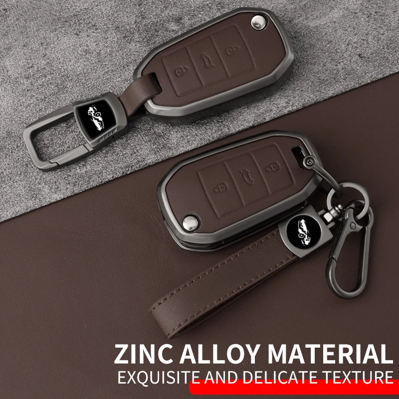 Leather Key Fob,For Peugeot 208 301 308 508 2008 3008 5008 RCZ Expert Partner Rifter Traveller Zinc Alloy Protective Casing