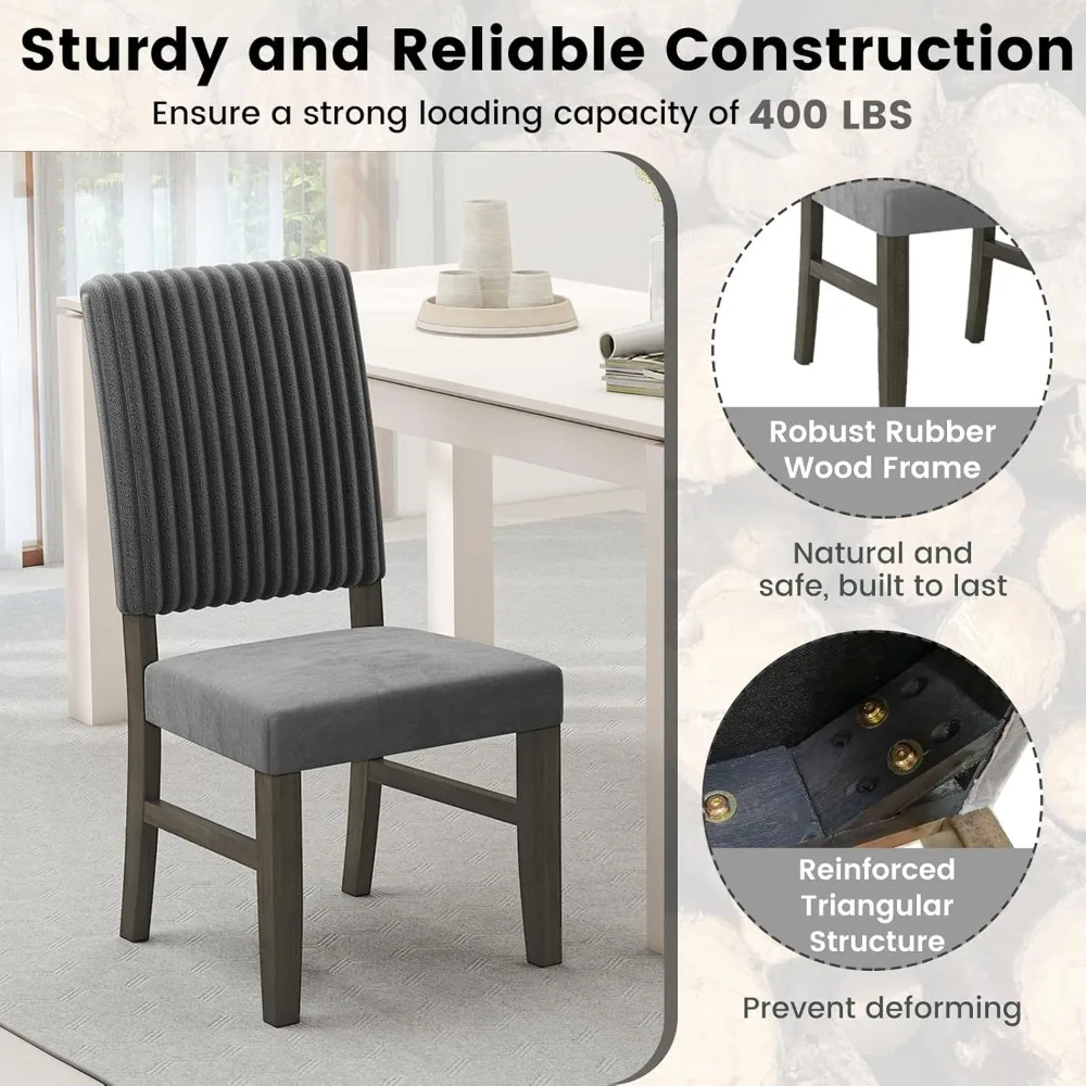 Dining Chairs Set of 4, Mid-Century Velvet Fabric Upholstered Chairs with Rubber Wood Legs, Thick Padded Seat, High Back