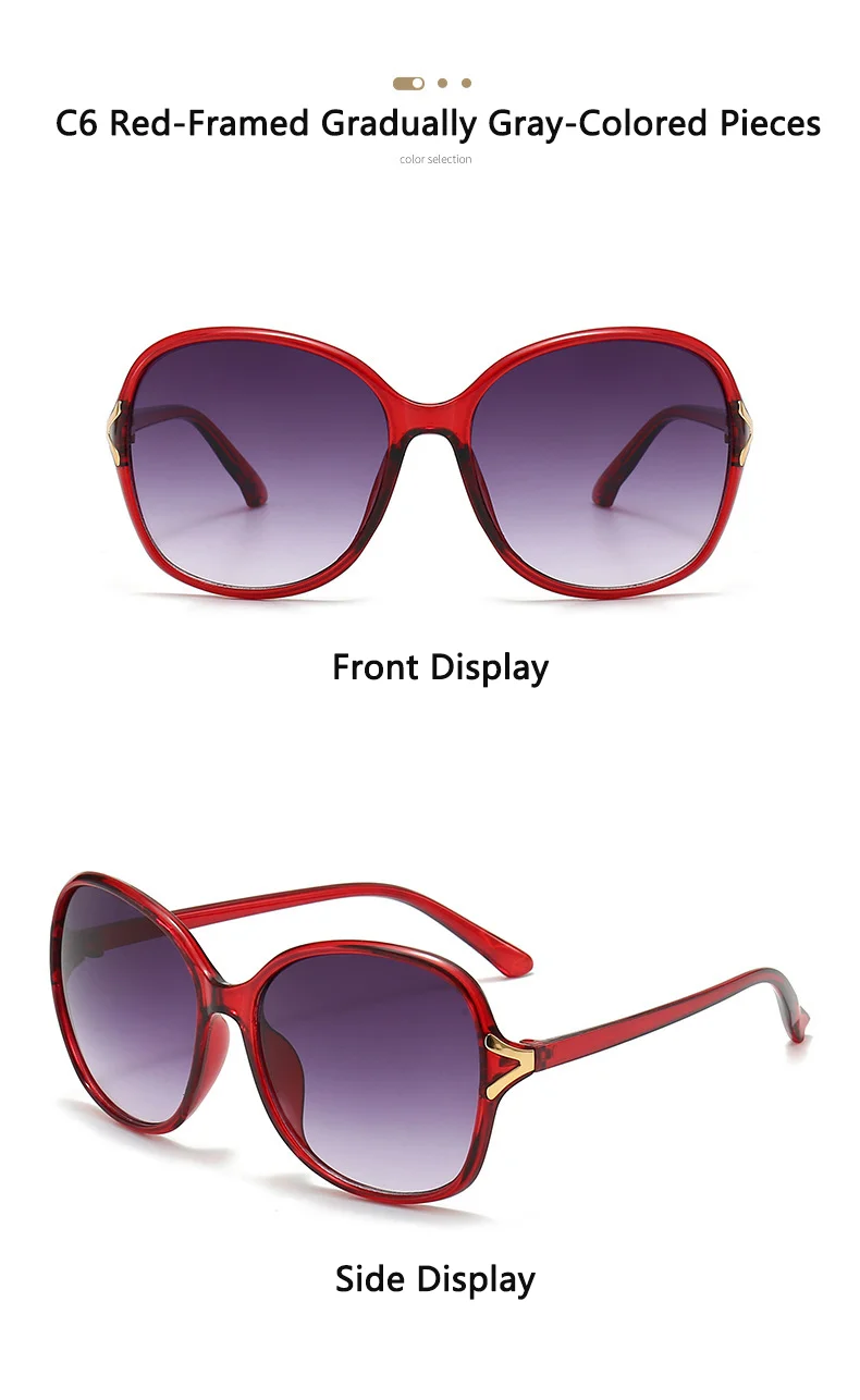 Neue modische High-End-Retro-Sonnenbrille mit Gesichtsverstärkung, kleiner UV-Schutz, der große Sonnenbrille für Damen 2605 fährt – Detail 14