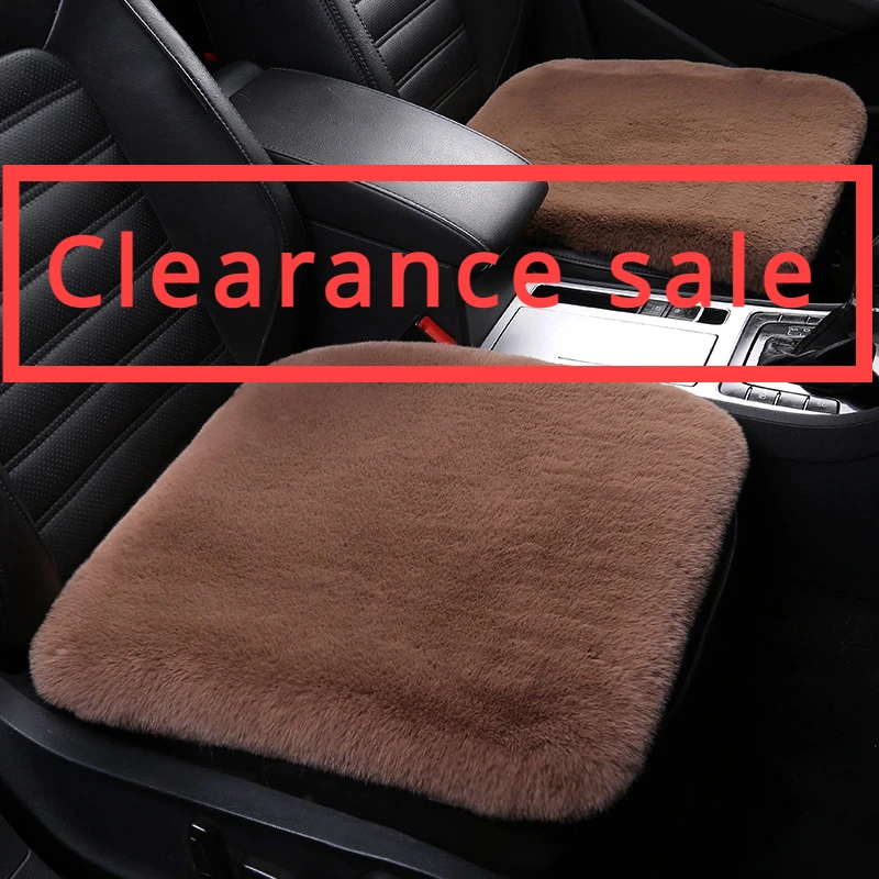 Car Seat Cushion Winter Plush Rabbit Fur Winter Warmth Thick Wool One Piece Square Cushion for Main Driver or Co-pilot