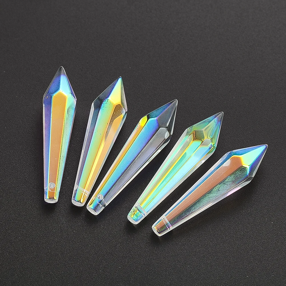 5pcs Clear AB Colors Faceted Crystal Prism Loose Beads Glass Beads for Jewelry Making DIY Necklace Earring Bracelet Pendants