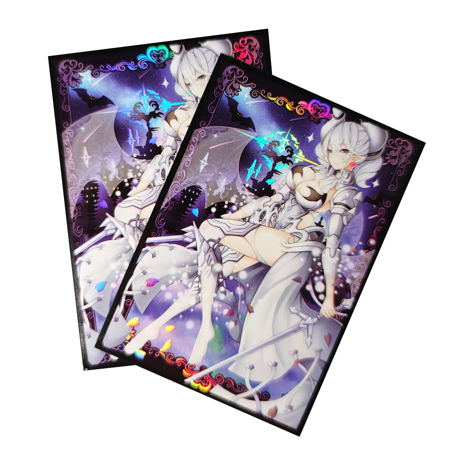 60PCS 63x90mm Trading Cards Protector Holographic Animation YuGiOh Card Sleeves Shield Laser Cute Card Deck Cover Japanese Size