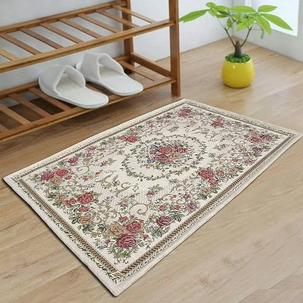 Luxury Rustic Floral Doormat Vintage Rose Rug Non Slip Washable Accent Mat for Bathroom Bedroom Kitchen 2x3 Ft