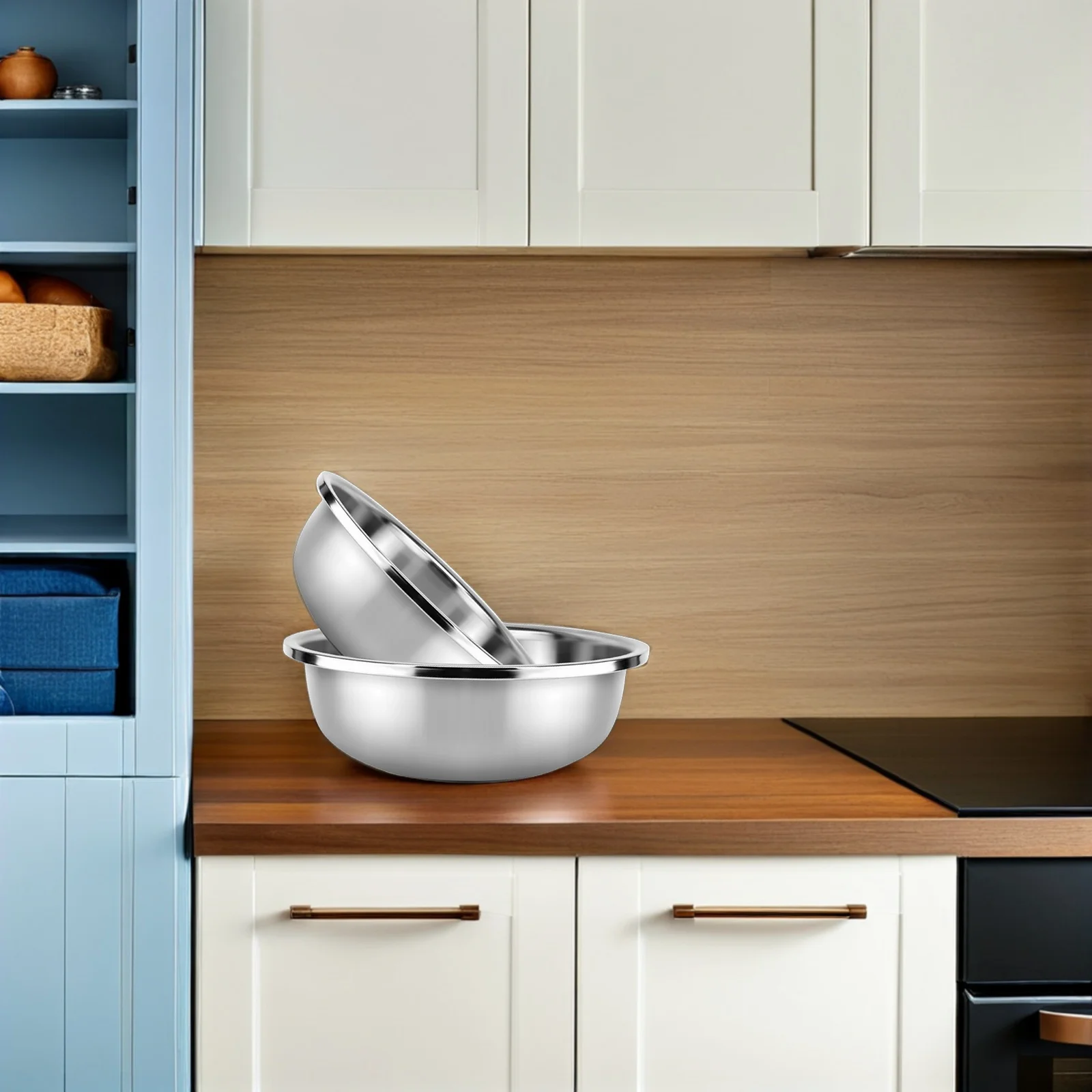 

2 шт. раковина из нержавеющей стали, толстая большая металлическая миска для смешивания для кухни, овощей, риса, салата, миски с плоским дном