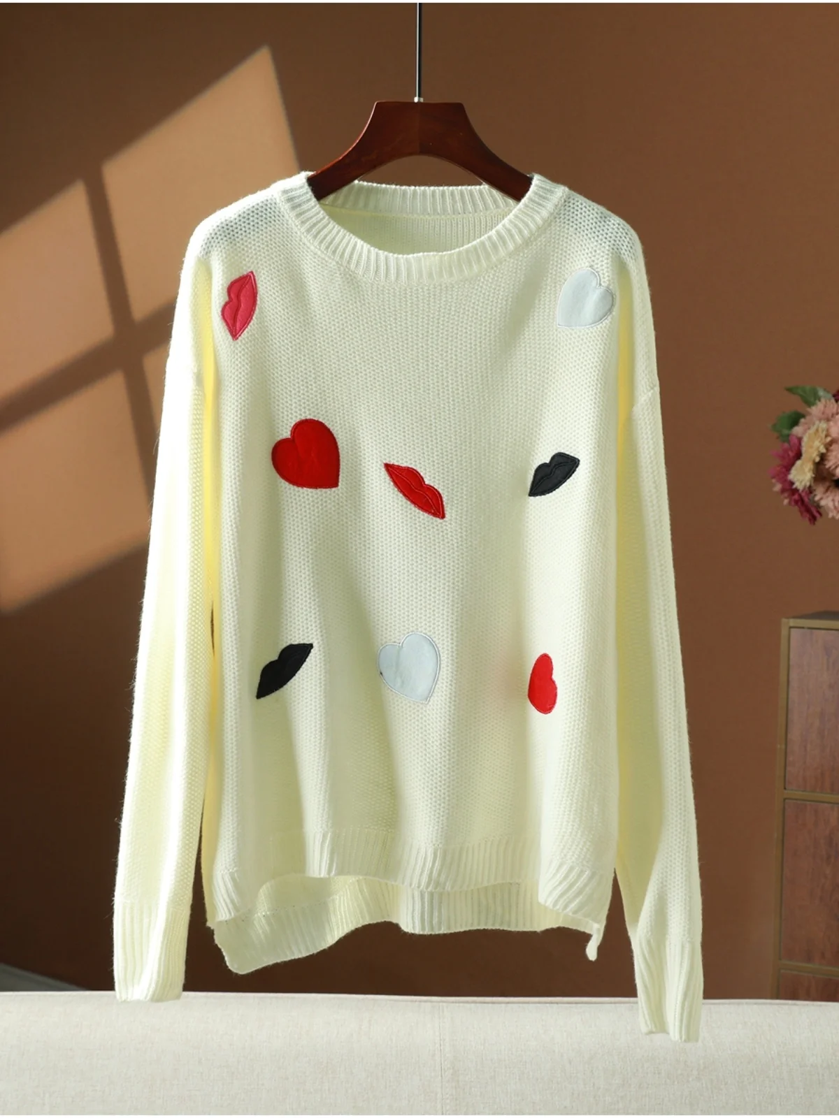 

Long Sve round Ne Loose Faionable Sweater Versatile Comfortable Fit Straight Tube Sle Commute Suitable Women's Knitwear