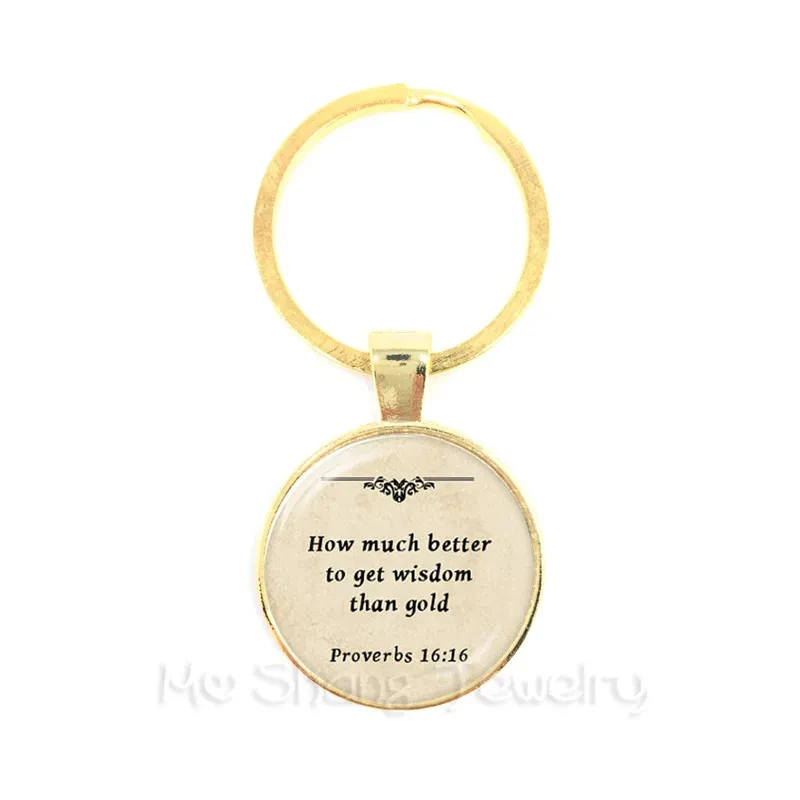 Classic Psalm Key Chain Charms Handmade Round Glass Letter Bible Quote Jewelry Gift For Christian Women Key Chain