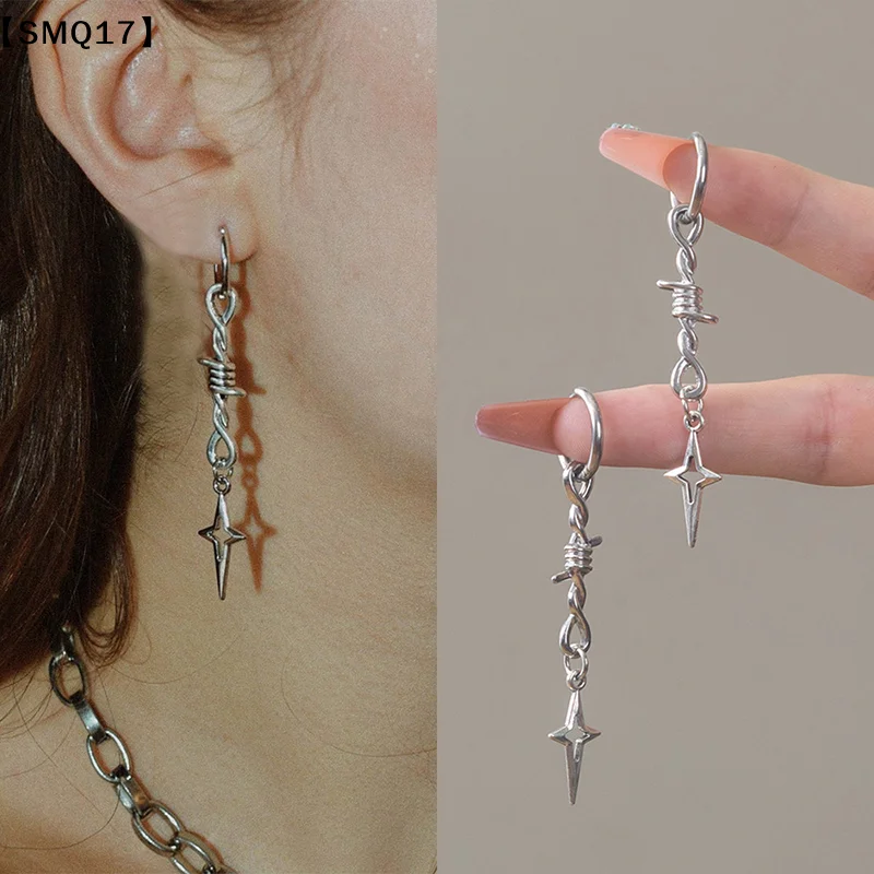 Gothic Punk Thorns Earrings For Women Hip Hop Simple Barbed Star Hollow Earrings Y2k Jewelry Gift【SMQ】