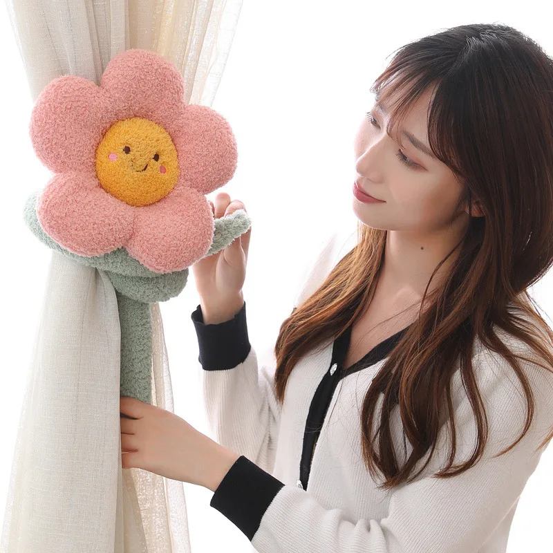 Cute Flower Multifunctional Curtain Buckle Plush Toys Stuffed Soft Creative Plants Dolls Kids Toys Girls Gift Home Decoration