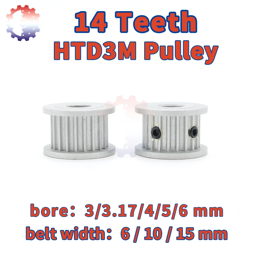 14Teeth HTD3M Belt Pulley 3M Pulley 14 Teeth Bore 3/3.17/4/5/6mm Belt Width 6/10/15mm HTD 3M 14T Timing Pulley Synchronous Wheel