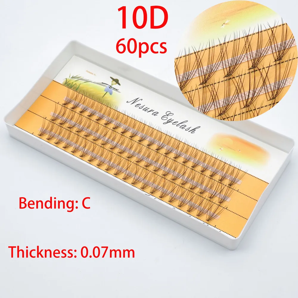 

1 Box/60 Bundles Of 10D Natural Eyelashes Mink Eyelashes Grafting Eyelash Makeup Tool Extend Single Cluster False Eyelashes