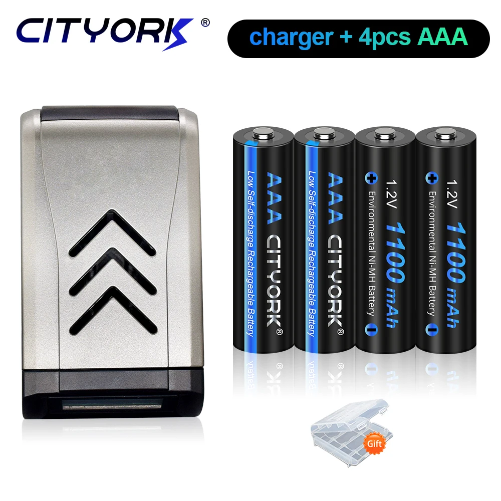 

CITYORK 1.2V AAA Rechargeable Battery 1100mAh NI-MH Pre-Charged AAA Batteries For Toys Mouse, aaa battery