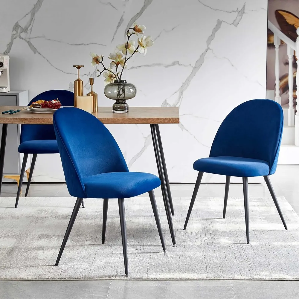 Dining Table Set ,Stylish Table with Strong Metal Legs ,4 Velvet Accent Chair