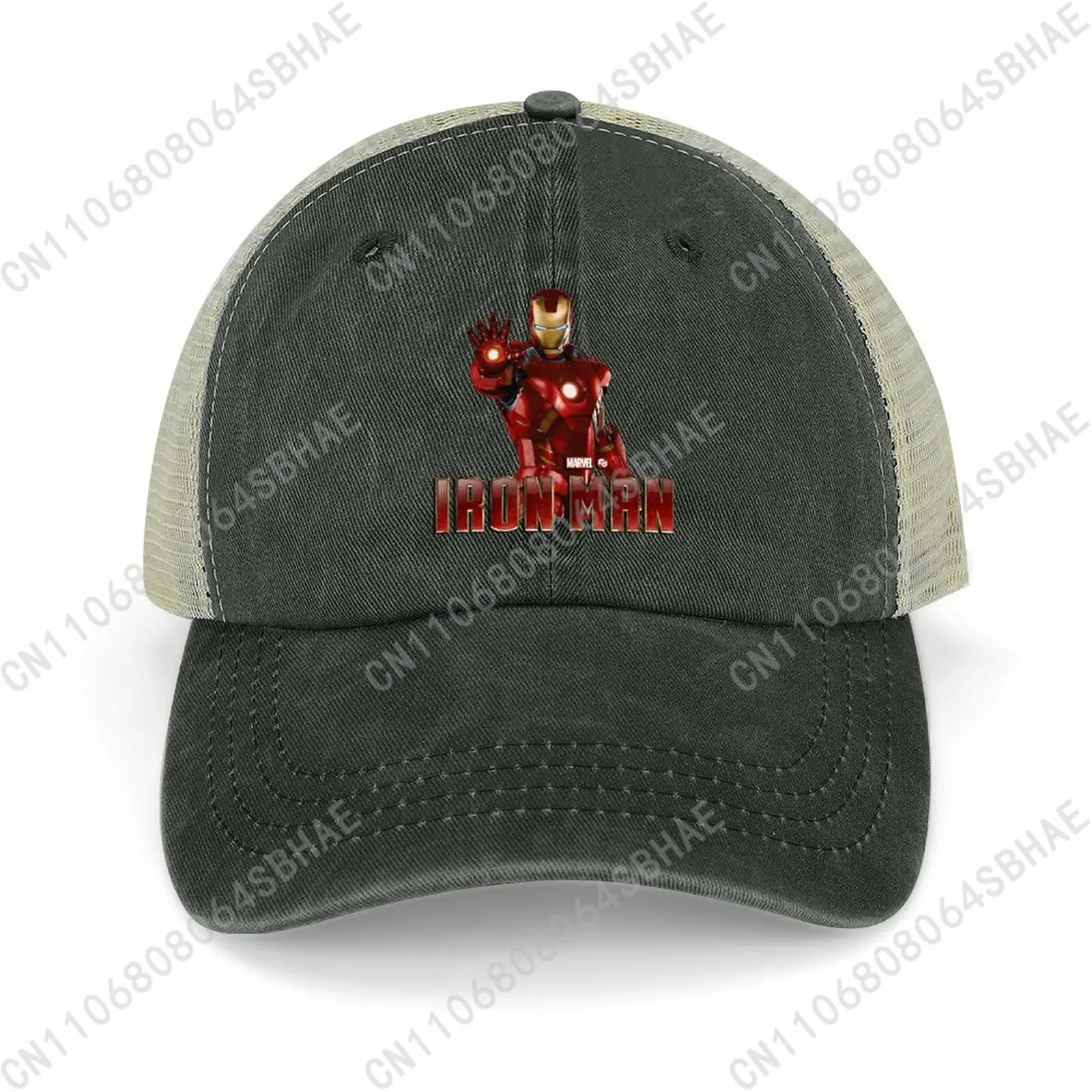 

Marvel Iron Man Mesh Cowboy Hat Hollow Ventilated Summer Cap Men Women Outdoor Sun Hat Adjustable Strap Custom Cosplay