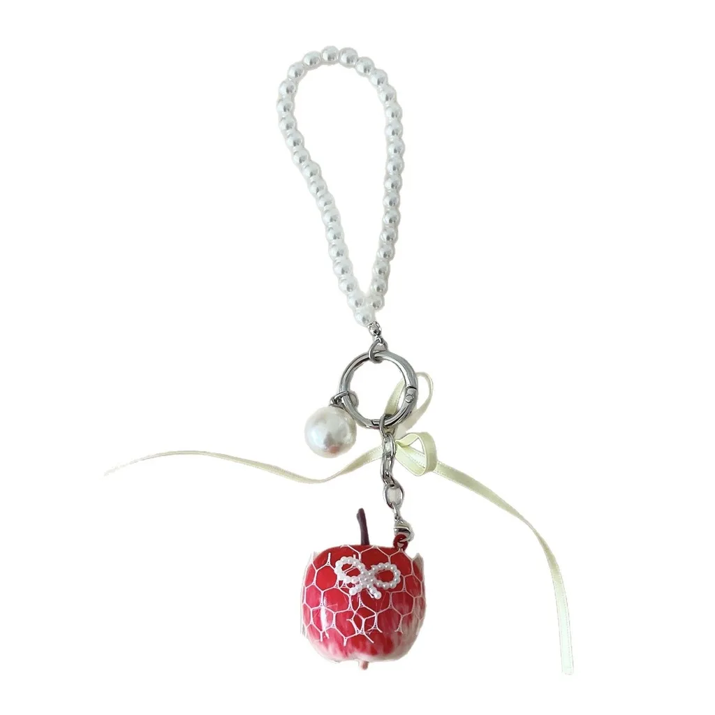 Fruit Phone Chain Cute Fruit Key Chain Bow Bag Charm Handmade Fruit Bag Charm For Daily Outfit Matching Hair Accessory Dating