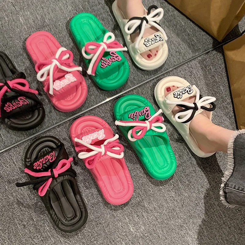 

Barbie Pink Slippers for Women Wear Outside Spring 2024 New Eva Thick Soles with A Shit-Stepping Skirt Sandals Girls Shoes Gift