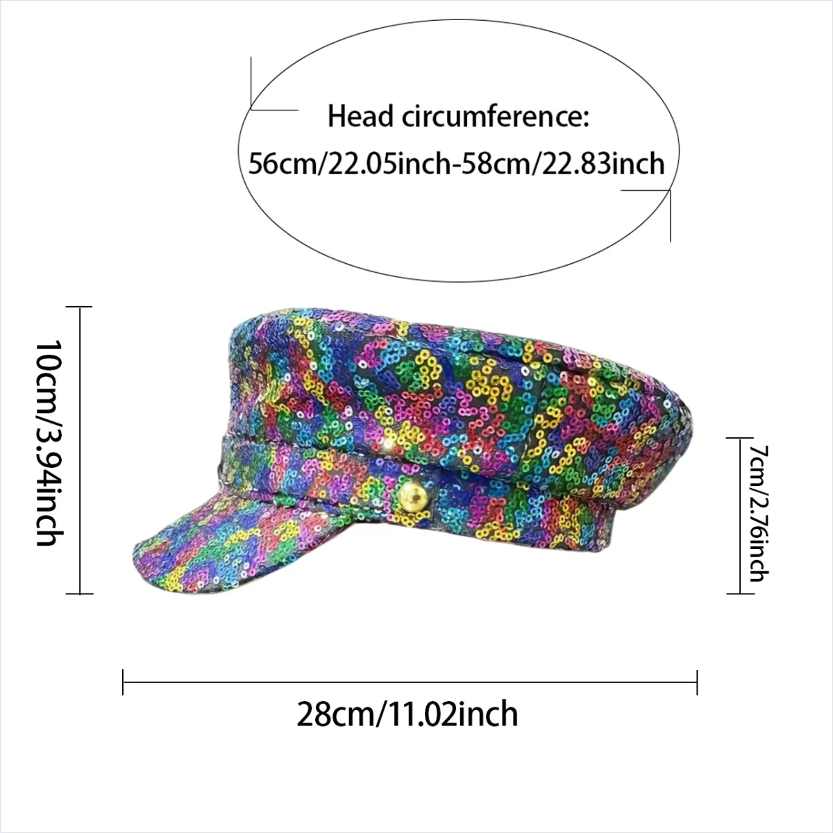 

Disco Glitter Sequin Steampunk Captain Hat for Music Festival Woman, Military Accessories & Military Cap Man