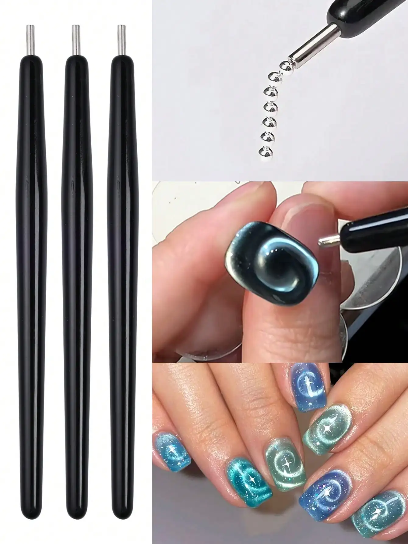 3pcs Cat Eye Nail Magnet Pencil for Magnetic Polish Gel Home