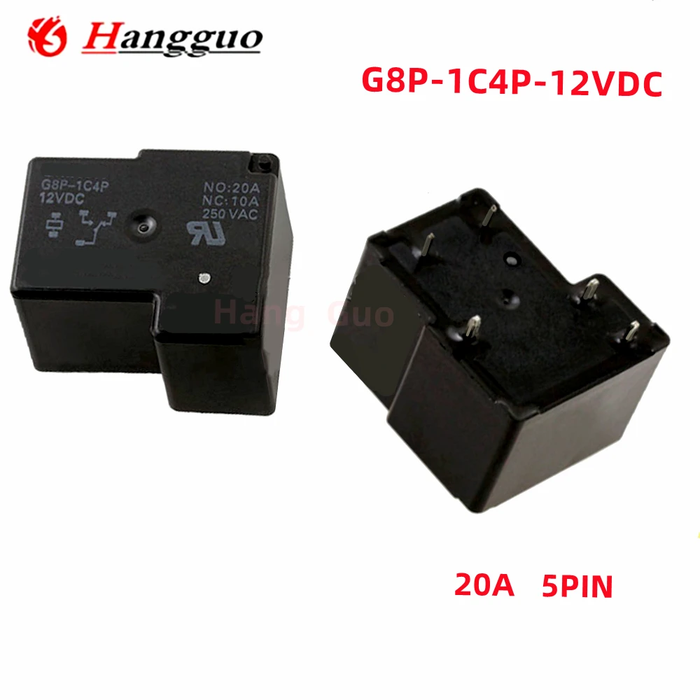 2PCS/Lot Original G8P-1C4P-12VDC 12V 5-PIN power relay a set of conversion five-pin 20A