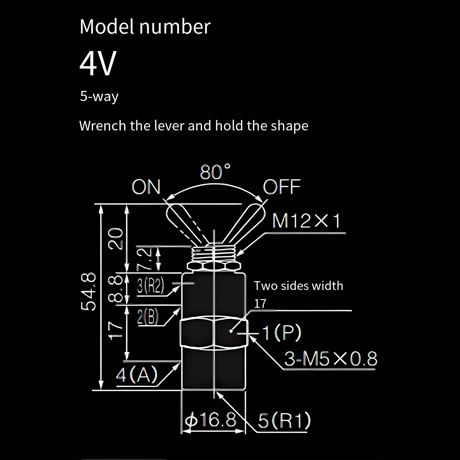 

TAC-4V Pneumatic Valve 2-position 5-way Switching Mechanical Valve With 6mm Connector For Automatic Equipment