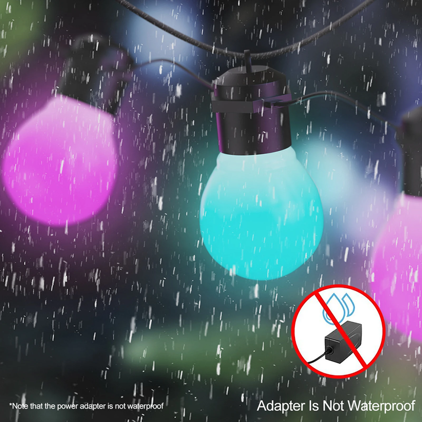 Guirxiété Lumineuse d'Extérieur G50 RGBIC, Lumière Blanche Chaude, avec 20 Ampoules LED à Intensité Variable, avec Application de Contrôle, pour délégations 26 Amaran