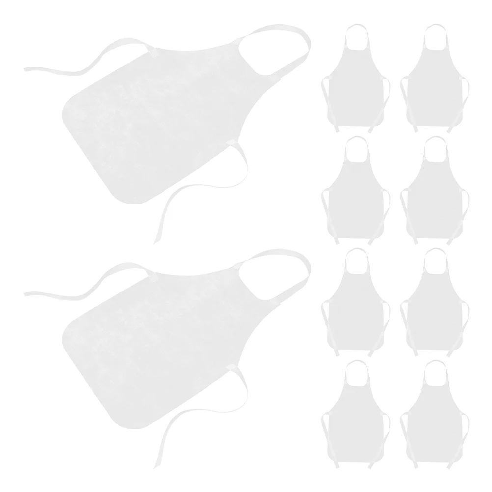 

20 Pcs Children's Apron Server Work Aprons White Non-woven Fabric Painting Smocks