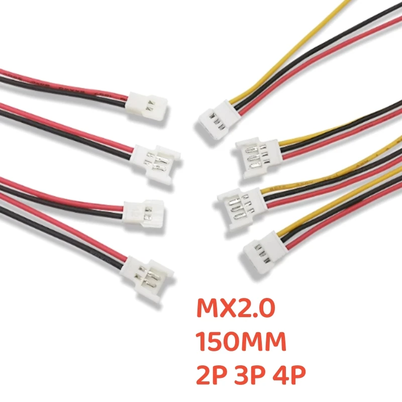 5Pairs MX2.0 DIY Pitch 2.0MM 2P 3P 4P Connector Plug Male Female With Wire 150MM Connectors
