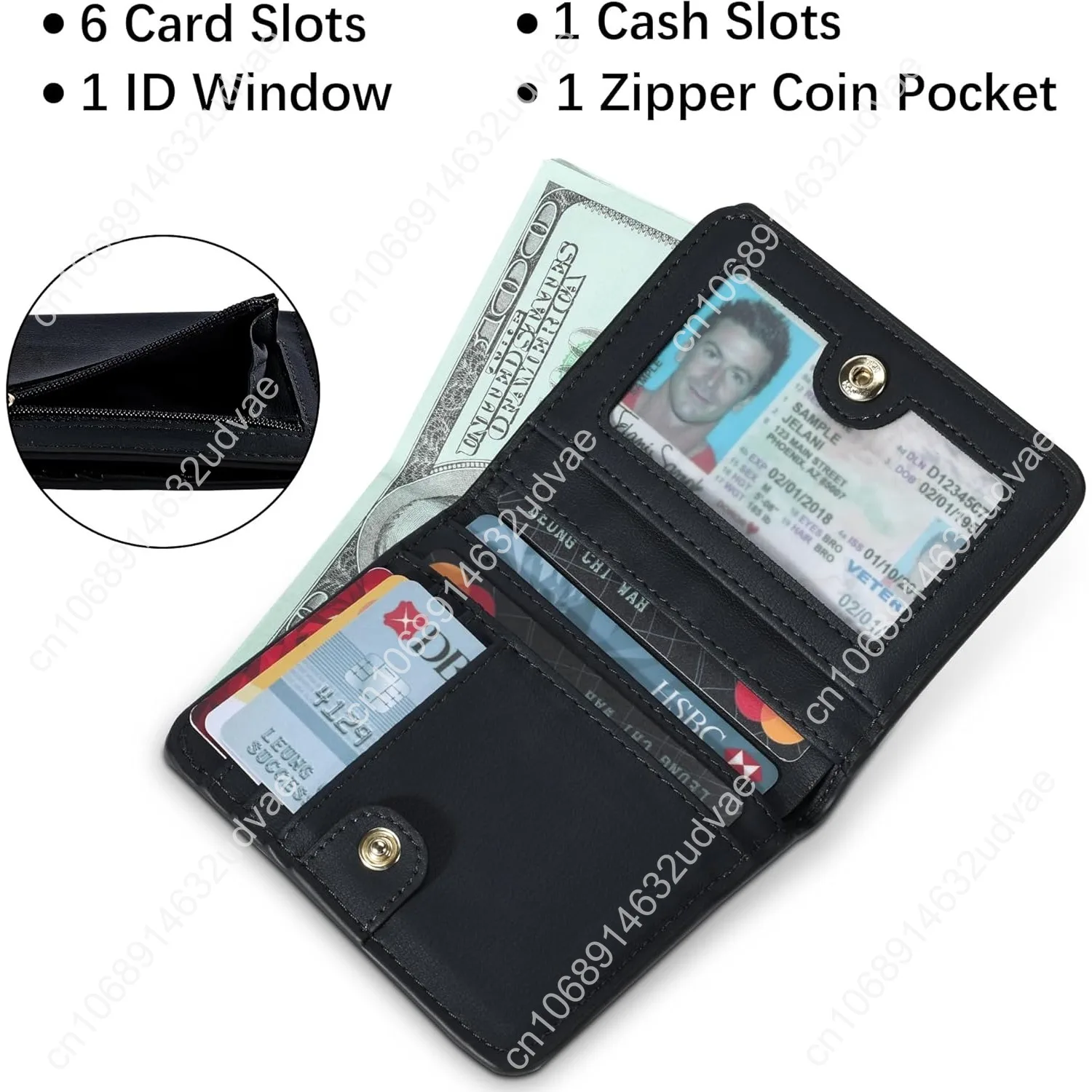 Gostwo Small Wallet for Women, Slim Bifold Credit Card Holder, Compact RFID Blocking Cash Wallet, Billfolds Thin Leather Zipper