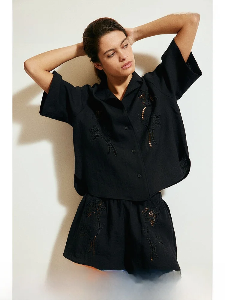 

Женские повседневные брюки H&M: летние, с эластичным поясом, свободные, прямые, с декоративными швами, из нейлона и вискозы, прямые леггинсы