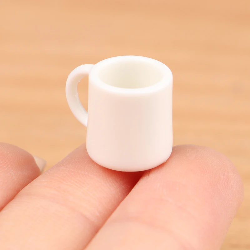 4 unids/set casa de muñecas tazas de té blancas en miniatura 1:12 Mini taza de bebida de agua modelo niños juguete para juego de imitación accesorios de decoración para casa de muñecas