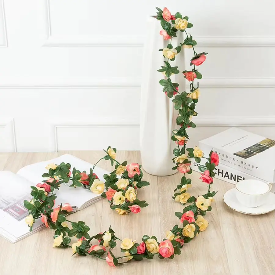 250CM Kunstmatige Roze Bloemen voor Bruiloft Thuis Kamer Decoratie Lente Herfst Tuin Boog Kerst Rotan DIY Nep Planten Wijnstok